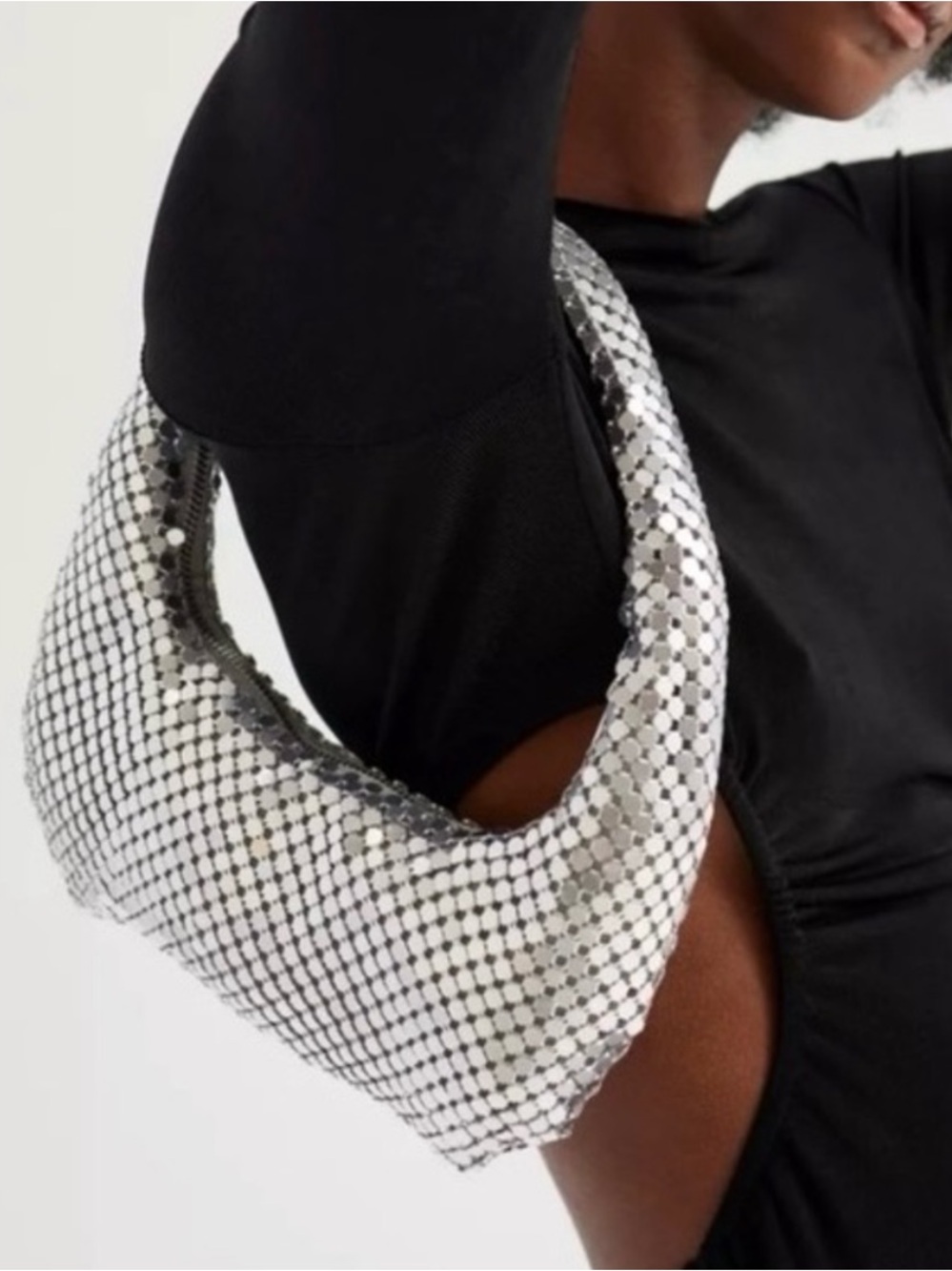 Urban Outfitters Silver Aluminum Chainmail Mini Hobo Shoulder Bag Purse New